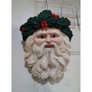 Vintage Santa Claus Face Door Wall Hanger Decor Motion Activated Plays Music,